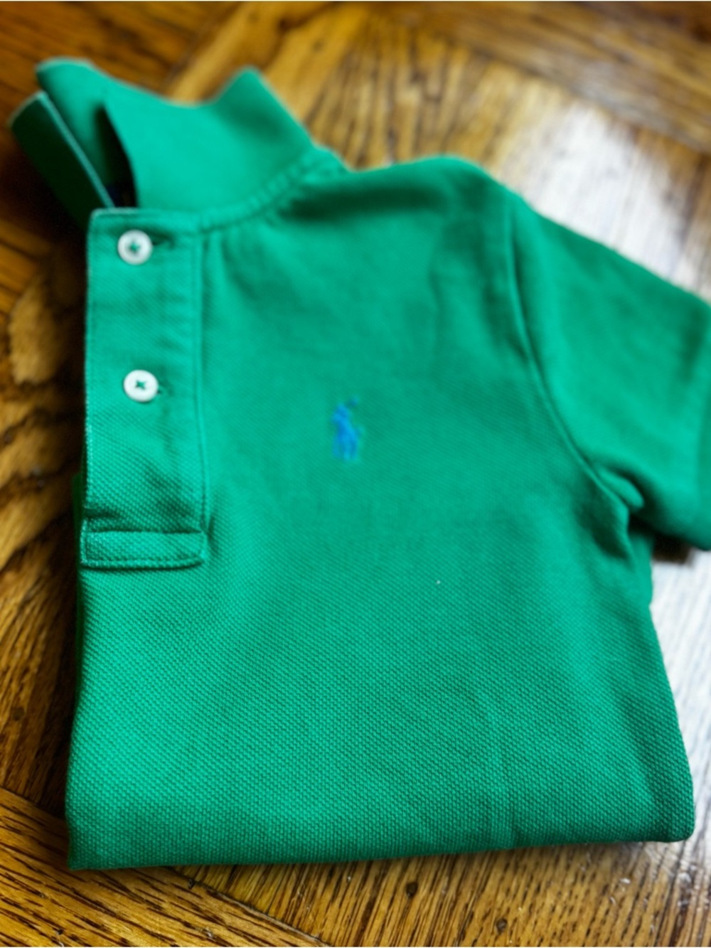 Ralph Lauren Green Polo Shirt with Blue Pony - Kids